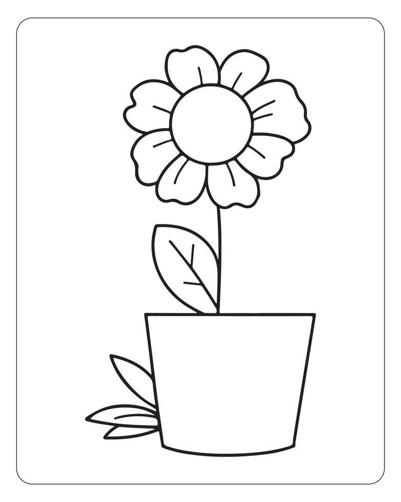 bloem kleur Pagina's voor kinderen, bloem illustratie vector