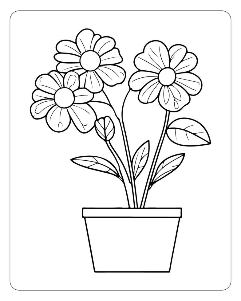 bloem kleur Pagina's voor kinderen, bloem illustratie vector