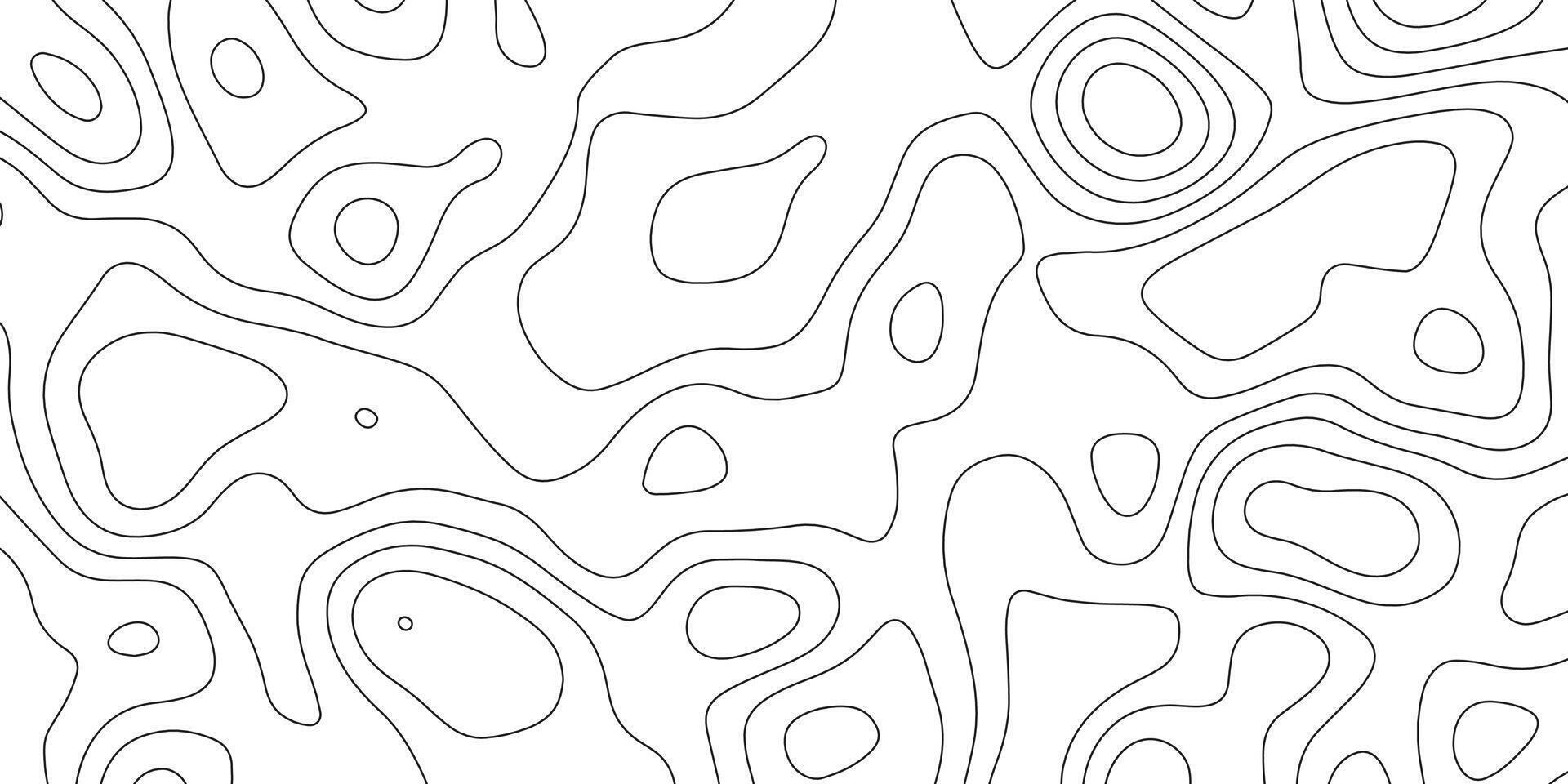 achtergrond van de topografisch kaart. verhoging contouren schets cartografie textuur. geografisch abstract rooster. futuristische wireframe landschap achtergrond. zwart en wit naadloos patroon vector