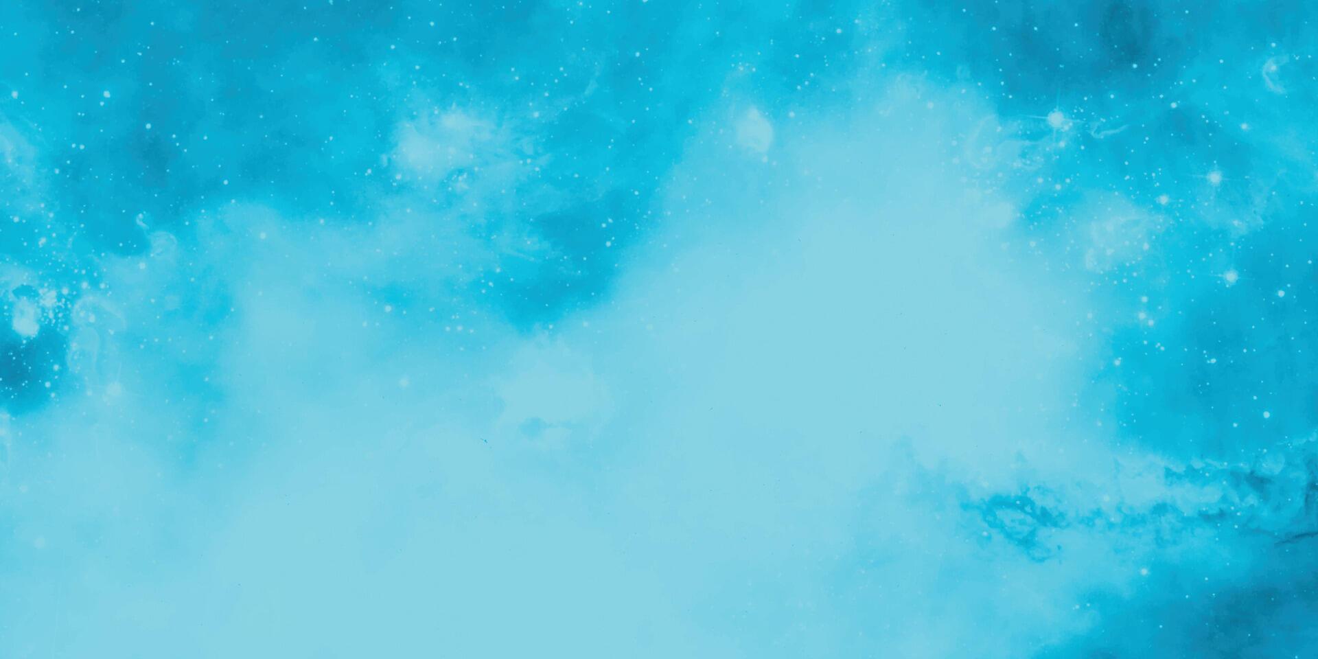blauw lucht ruimte waterverf achtergrond. heelal, universum, blauw waterverf achtergrond. waterverf blauw lucht kleur achtergrond met wolk en sprankelend vector