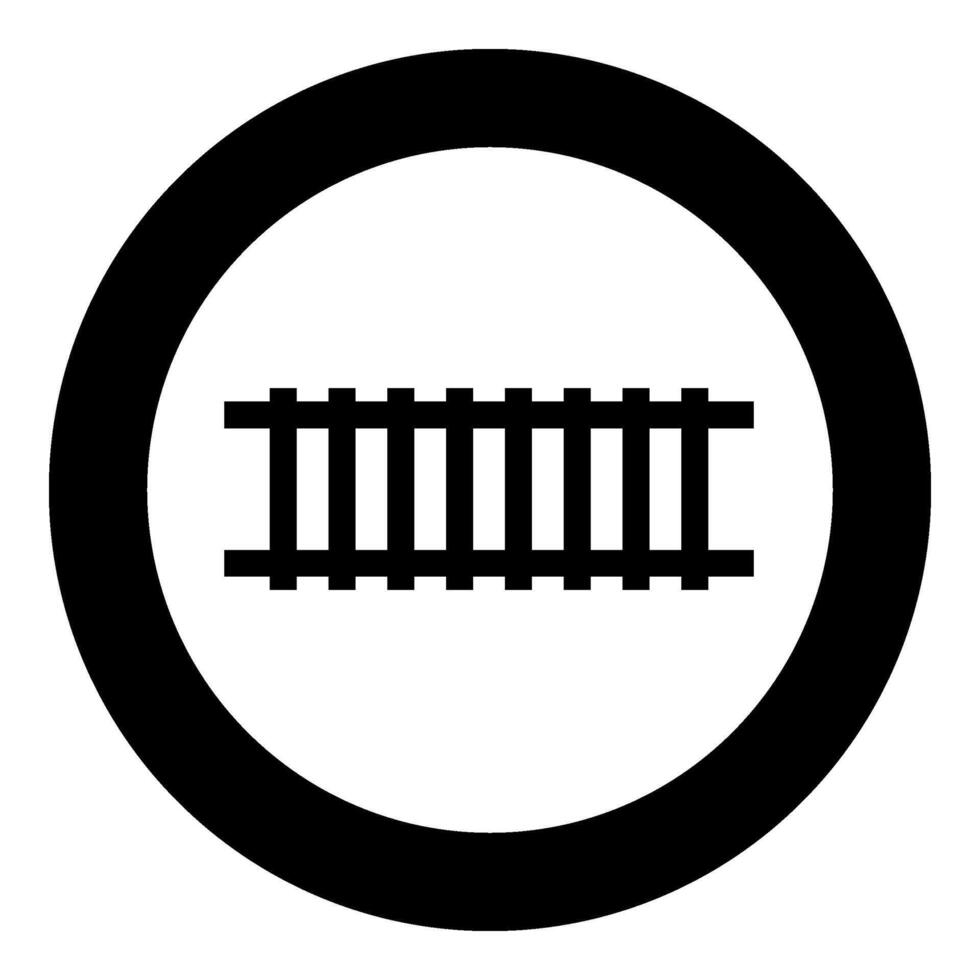 spoorweg bijhouden spoorweg pad het spoor trein metro metro tram vervoer concept icoon in cirkel ronde zwart kleur vector illustratie beeld solide schets stijl