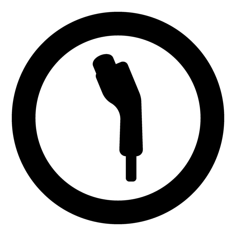 elektrisch auto oplader opladen plug ev icoon in cirkel ronde zwart kleur vector illustratie beeld solide schets stijl