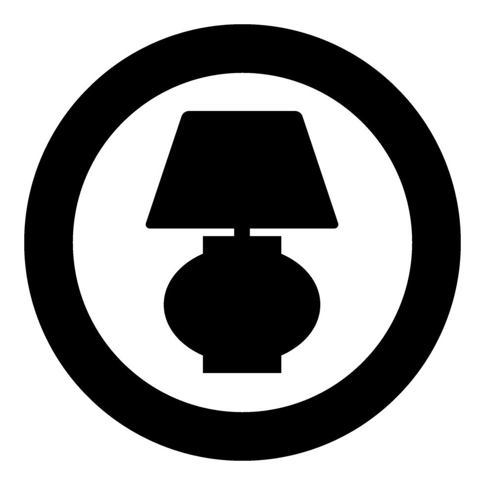 bureau lamp icoon in cirkel ronde zwart kleur vector illustratie beeld solide schets stijl