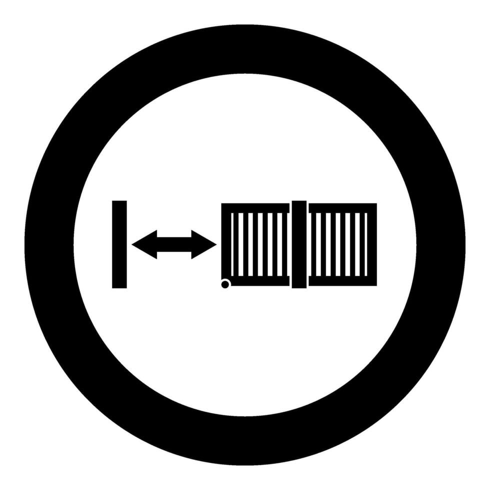 glijden poorten automatisch traliewerk hek systeem binnenkomst bijlage icoon in cirkel ronde zwart kleur vector illustratie beeld solide schets stijl