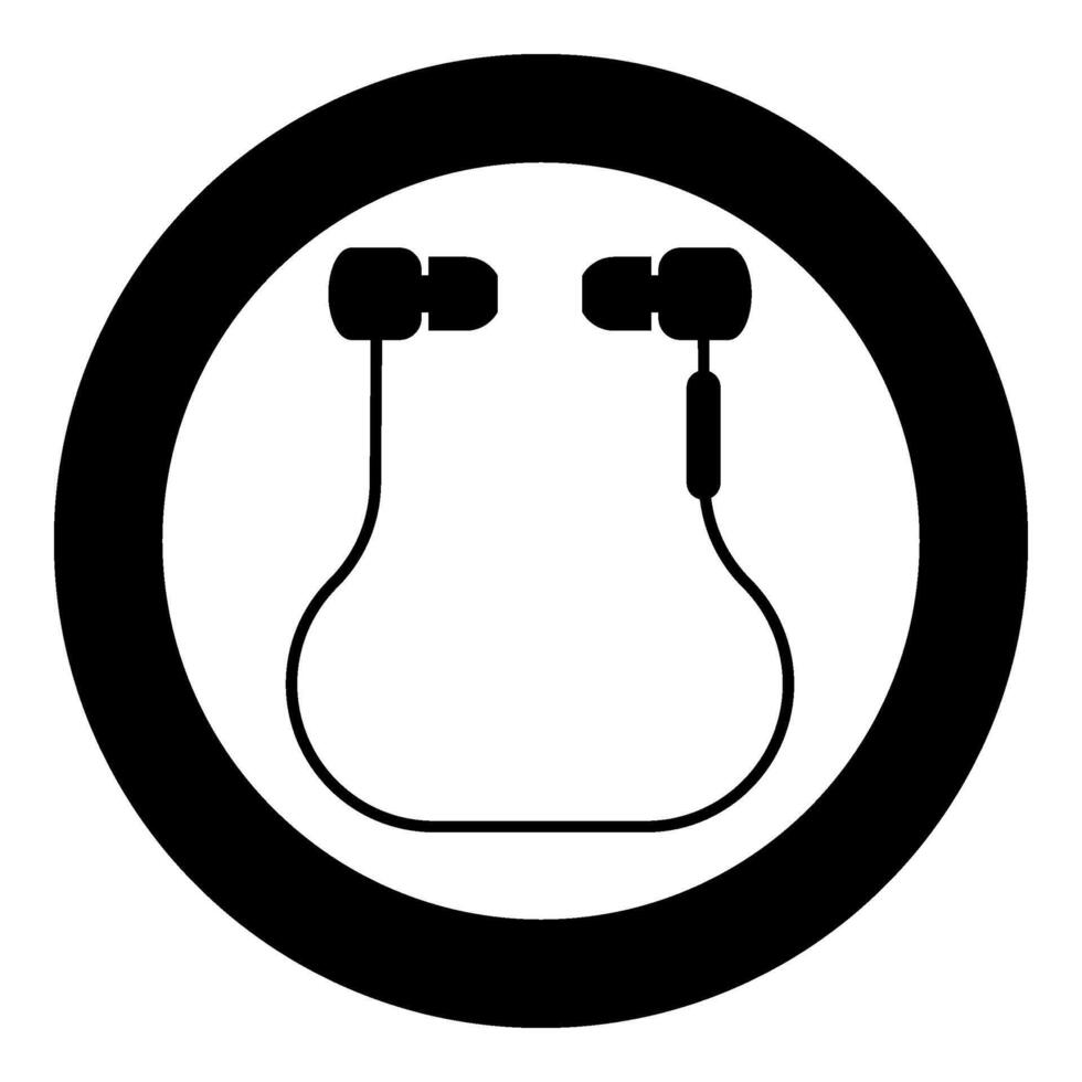 vacuüm hoofdtelefoons bedrade draadloze icoon in cirkel ronde zwart kleur vector illustratie beeld solide schets stijl