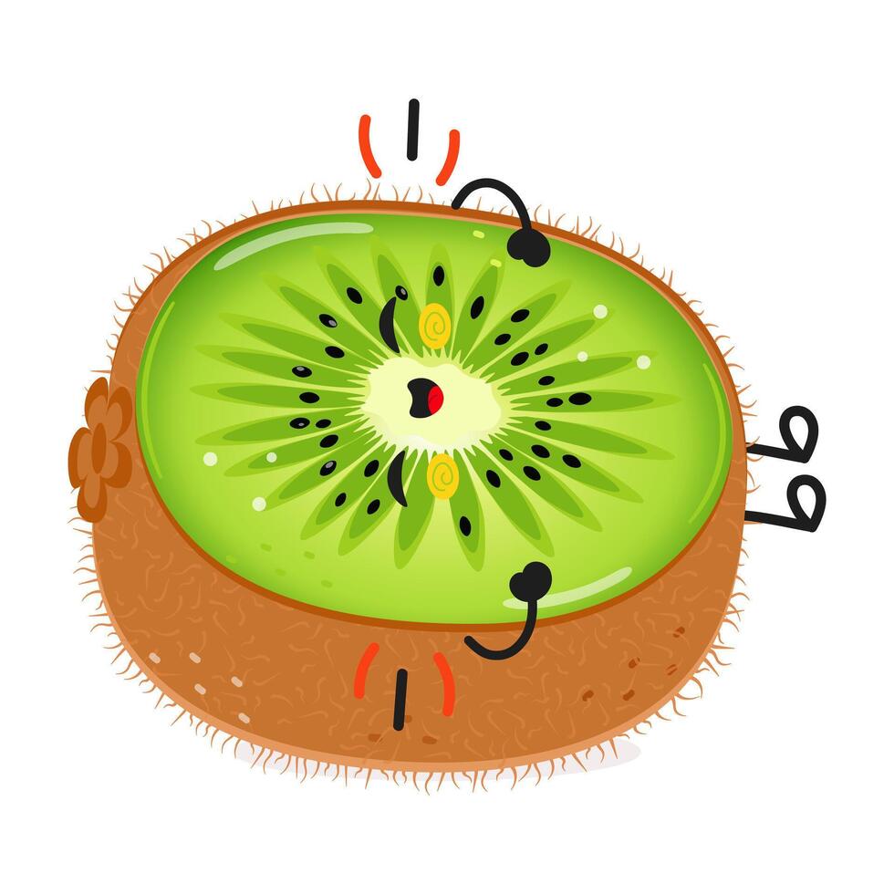 kiwi fruit lacht karakter. vector hand- getrokken tekenfilm kawaii karakter illustratie icoon. geïsoleerd Aan wit achtergrond. kiwi fruit karakter concept