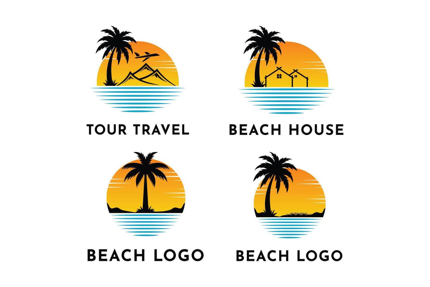 reeks van strand huis en reizen avontuur logo ontwerp vector sjabloon