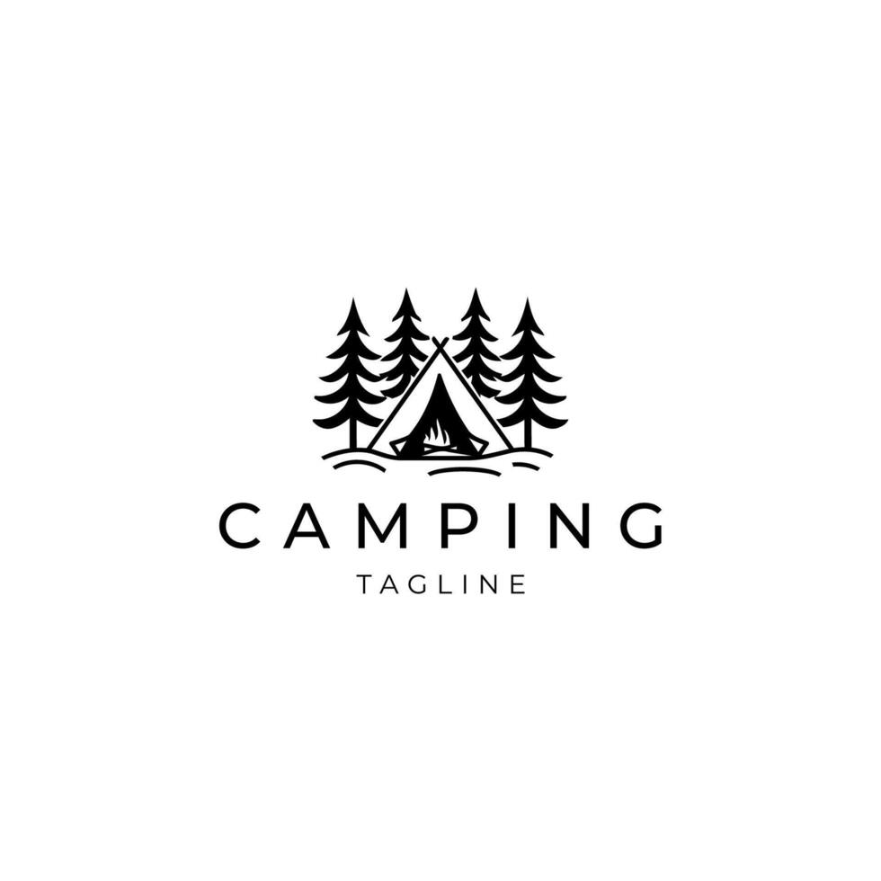 ai gegenereerd camping logo vector icoon ontwerp sjabloon