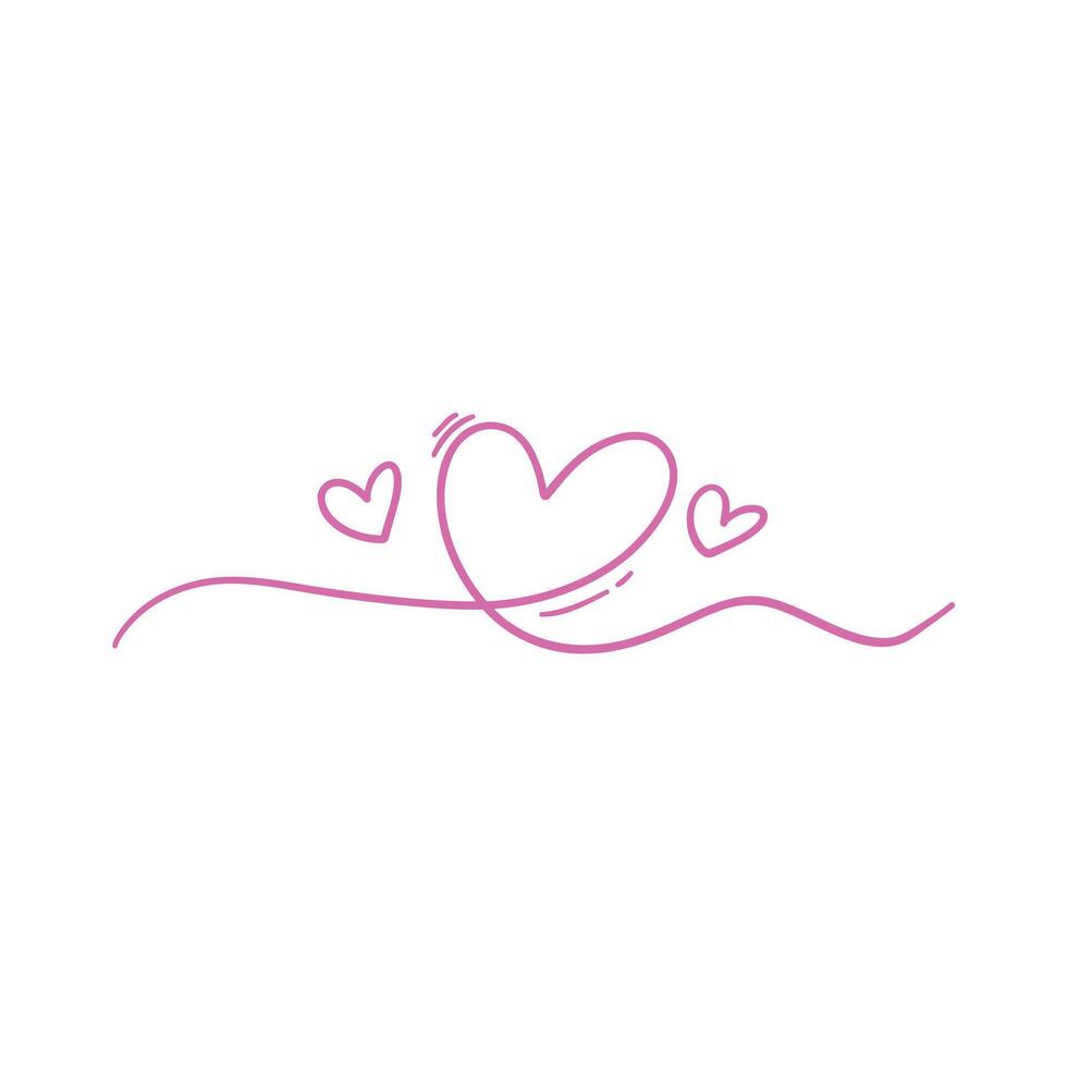 tekening roze liefde symbool. hart van de lijnen vector