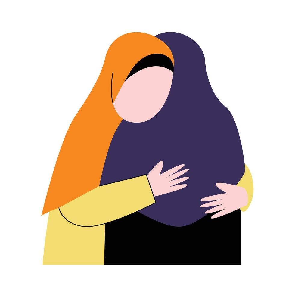 twee moslim meisjes knuffelen vector
