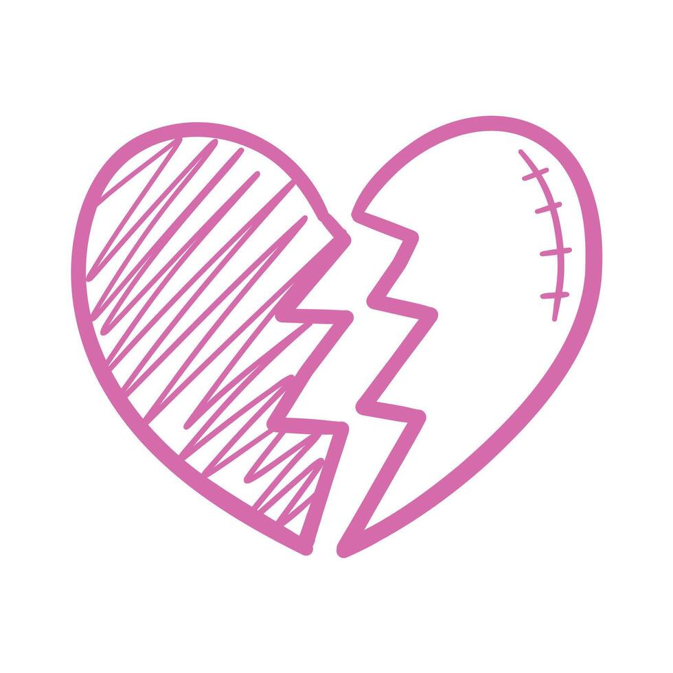 tekening roze liefde symbool. hart van de lijnen vector