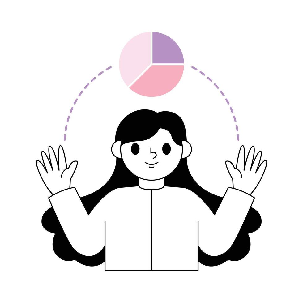 meisje met taart tabel diagram vector