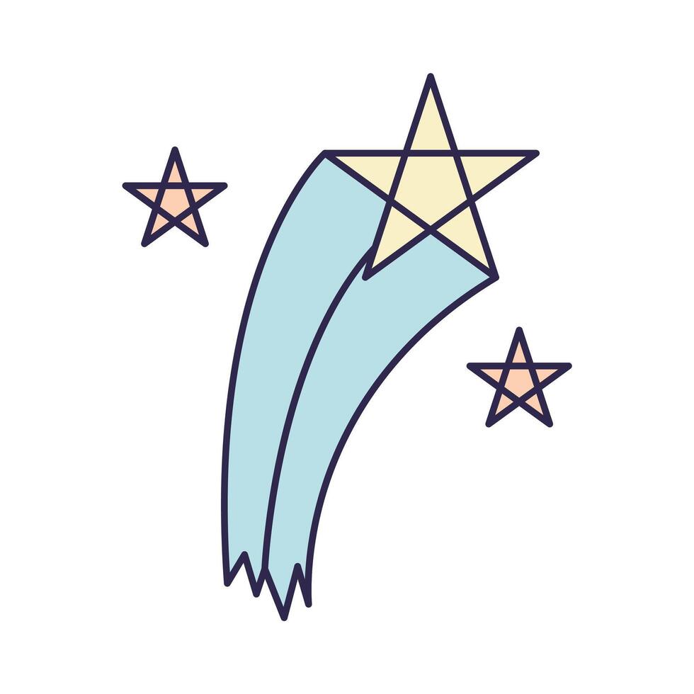 vallend ster in vlak ontwerp. ruimte astronomie tekenfilm stijl vector