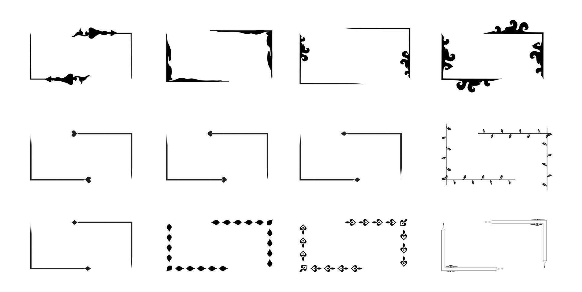 reeks van sier- kaders voor tekst in verschillend stijlen. vector bloemen hoeken reeks