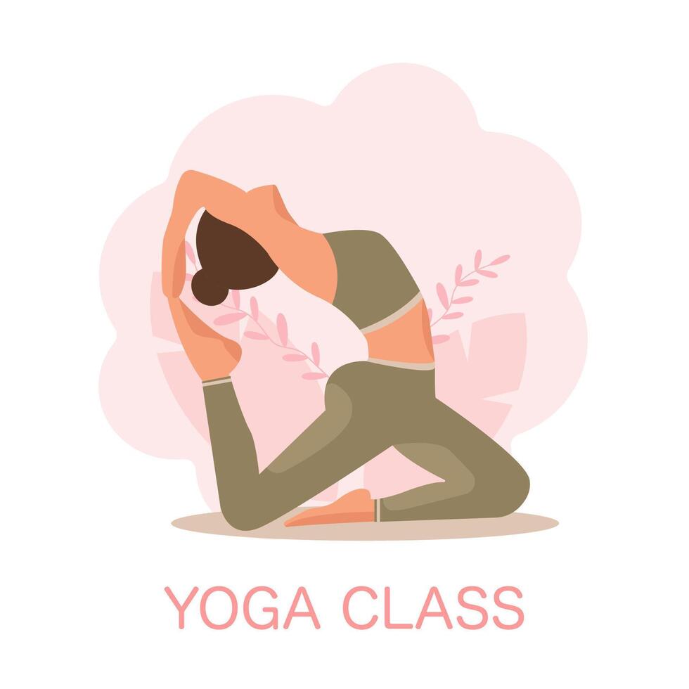 yoga. meisje is aan het doen yoga. vector grafiek in tekenfilm stijl
