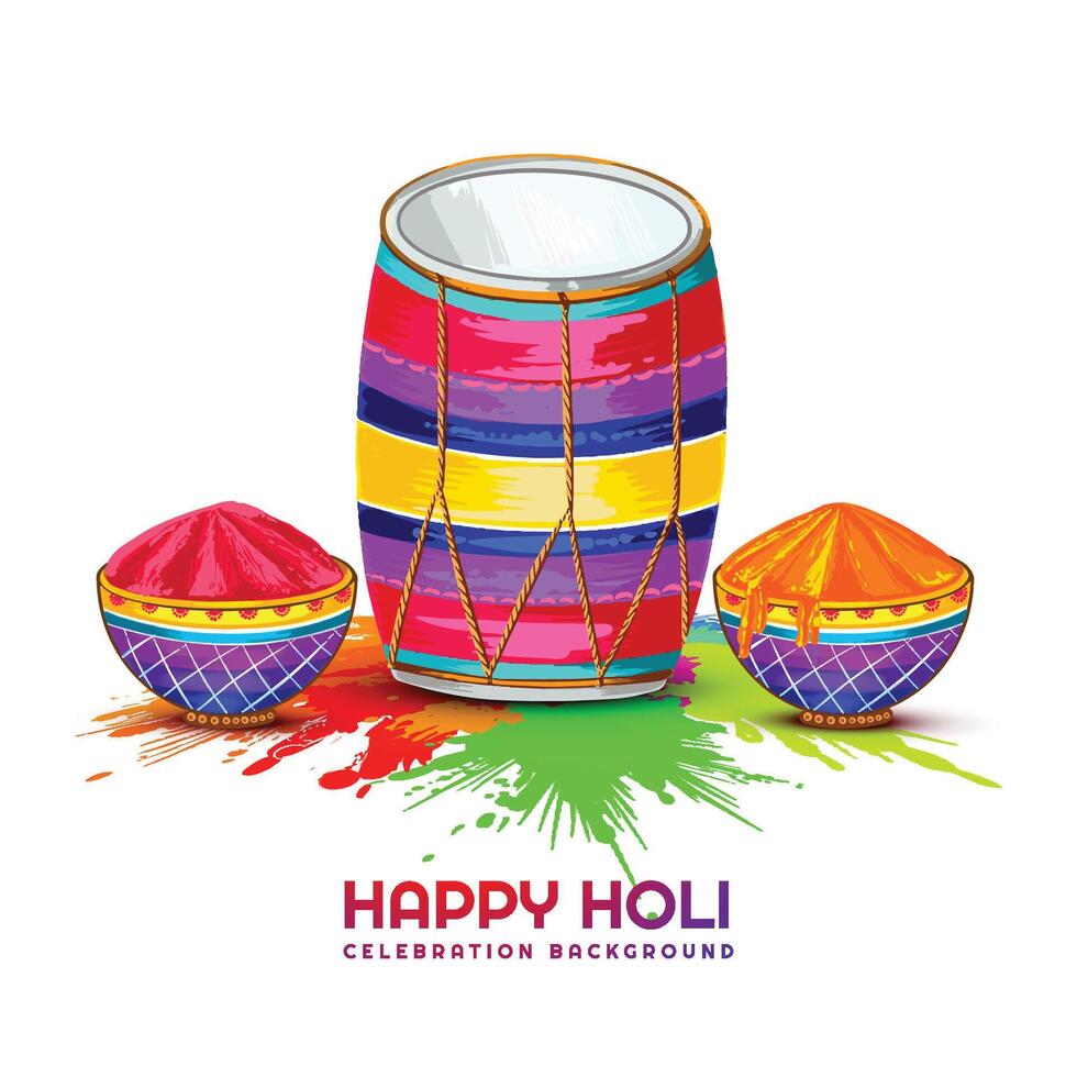 happy holi festival van india viering wenskaart achtergrond vector