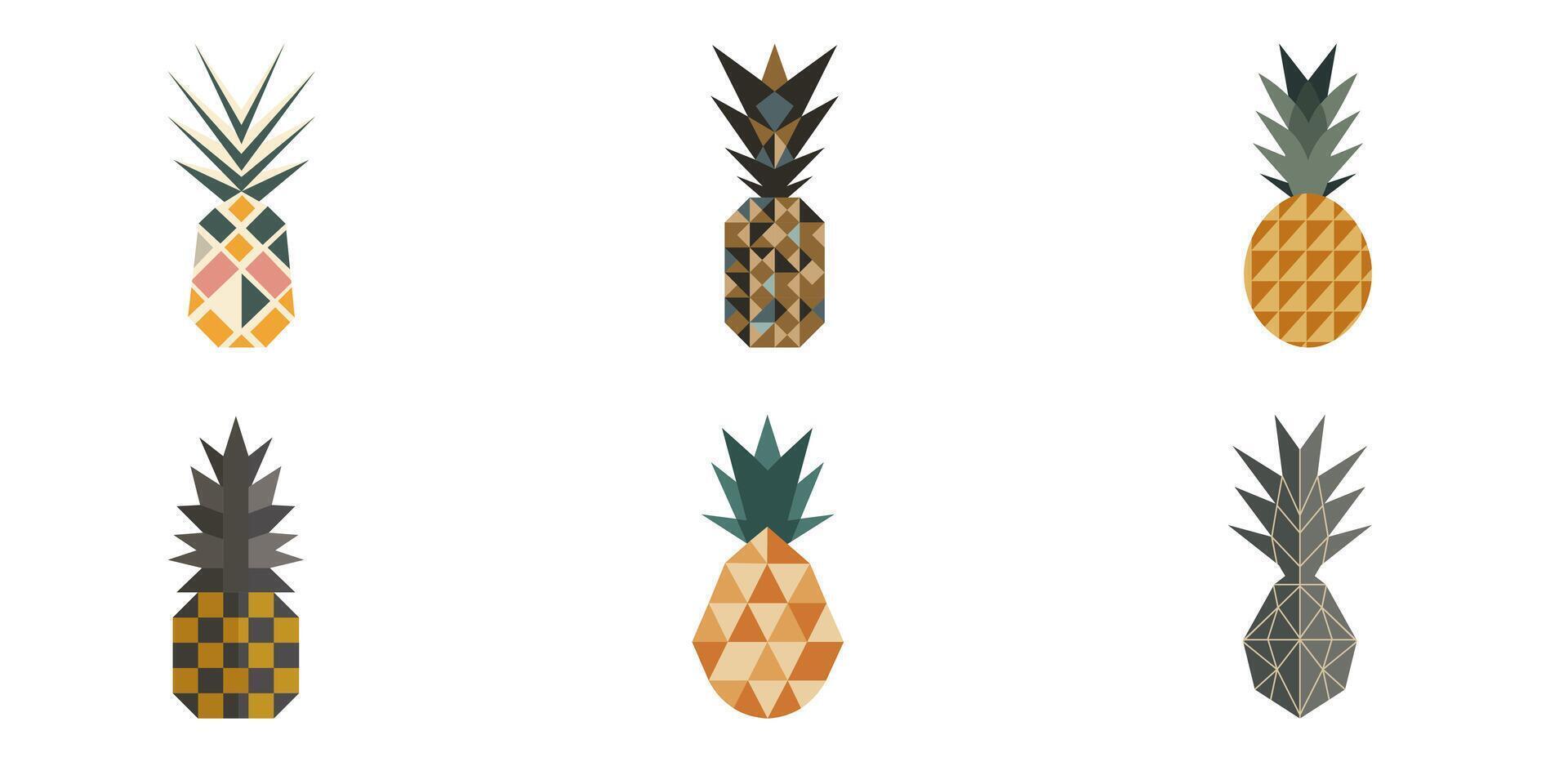 reeks van abstract meetkundig ananas. decoratief samenstelling in bauhaus stijl. creatief vector vlak illustratie Aan wit achtergrond.