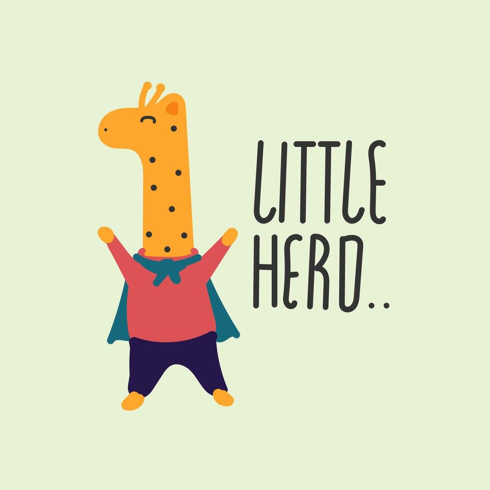 schattig giraffe weinig held vector ontwerp voor behang, achtergrond, kleding stof en textiel