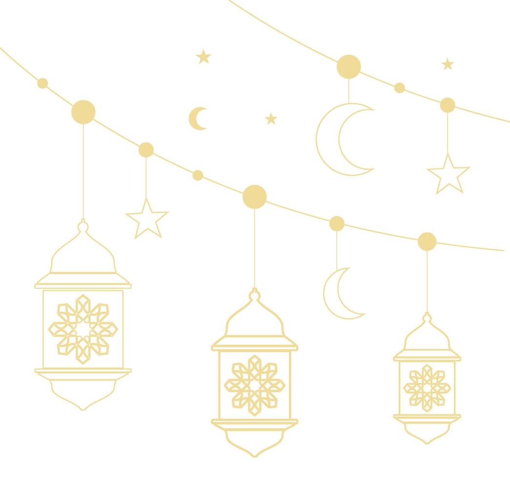 hangende Ramadan lantaarn voor Islamitisch decoratie vector