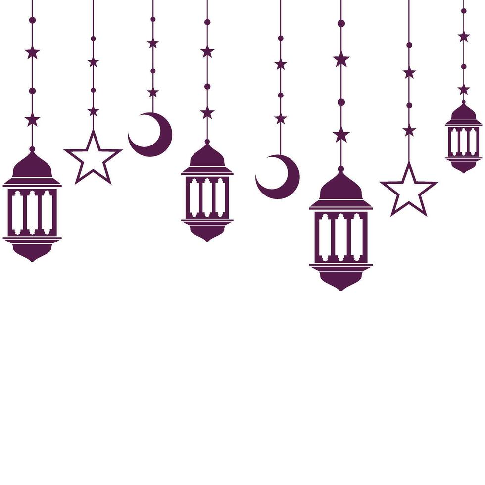 vlak Ramadan lantaarn decoratie. Islamitisch lamp met ster en halve maan maan voor eid mubarak vector