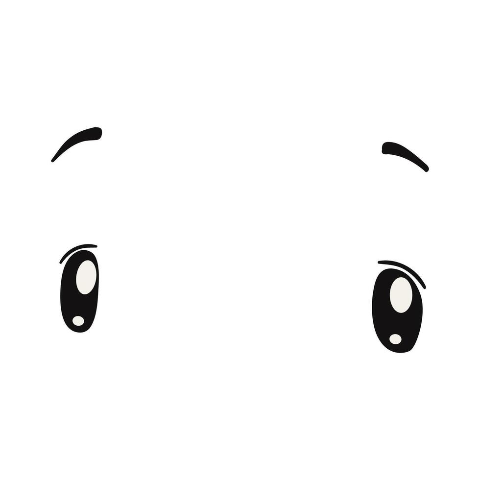 zwart en wit anime ogen met wenkbrauwen vector