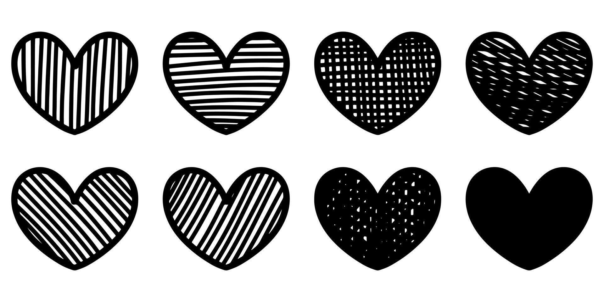 tekening schetsen stijl van harten icoon vector illustratie voor concept ontwerp.