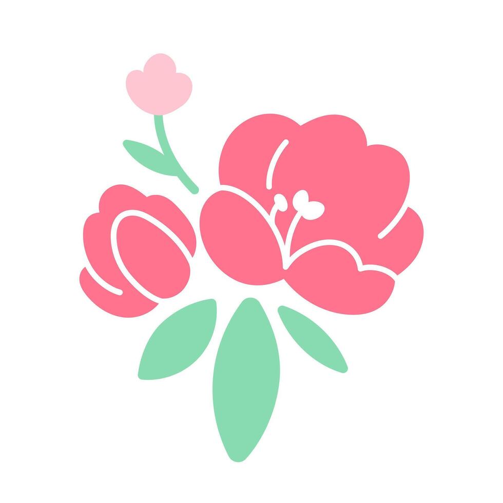 bloemen arrangement van roze bloemen en bladeren. botanisch voorjaar vector illustratie.