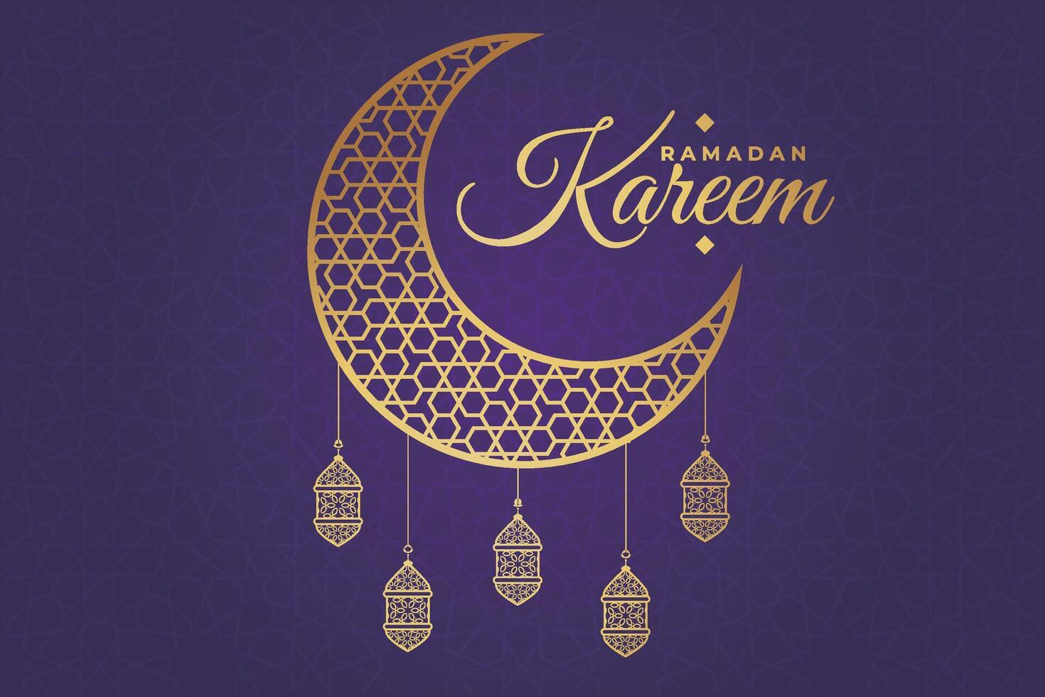 ramadan, eid al fitr, Islamitisch kalender achtergrond groet kaart met halve maan maan decoratie vector