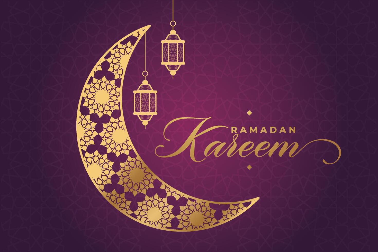 ramadan, eid al fitr, Islamitisch kalender achtergrond groet kaart met halve maan maan decoratie vector