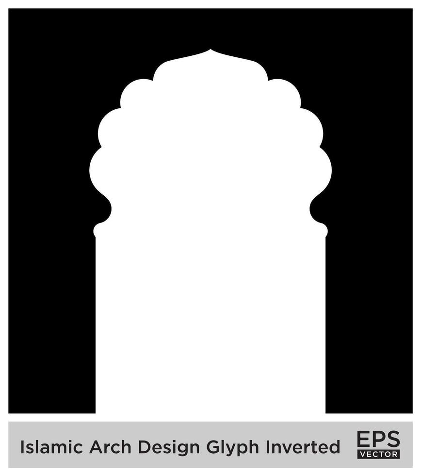 Islamitisch boog ontwerp glyph omgekeerd zwart gevulde silhouetten ontwerp pictogram symbool zichtbaar illustratie vector