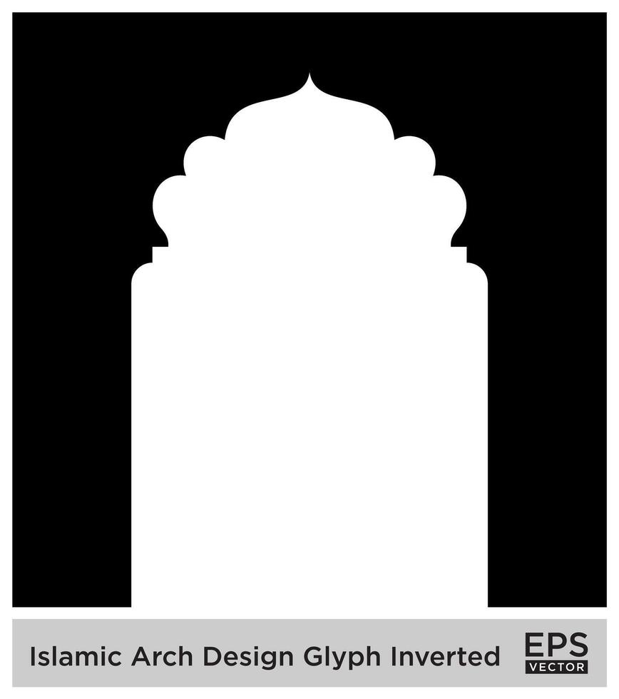 Islamitisch boog ontwerp glyph omgekeerd zwart gevulde silhouetten ontwerp pictogram symbool zichtbaar illustratie vector