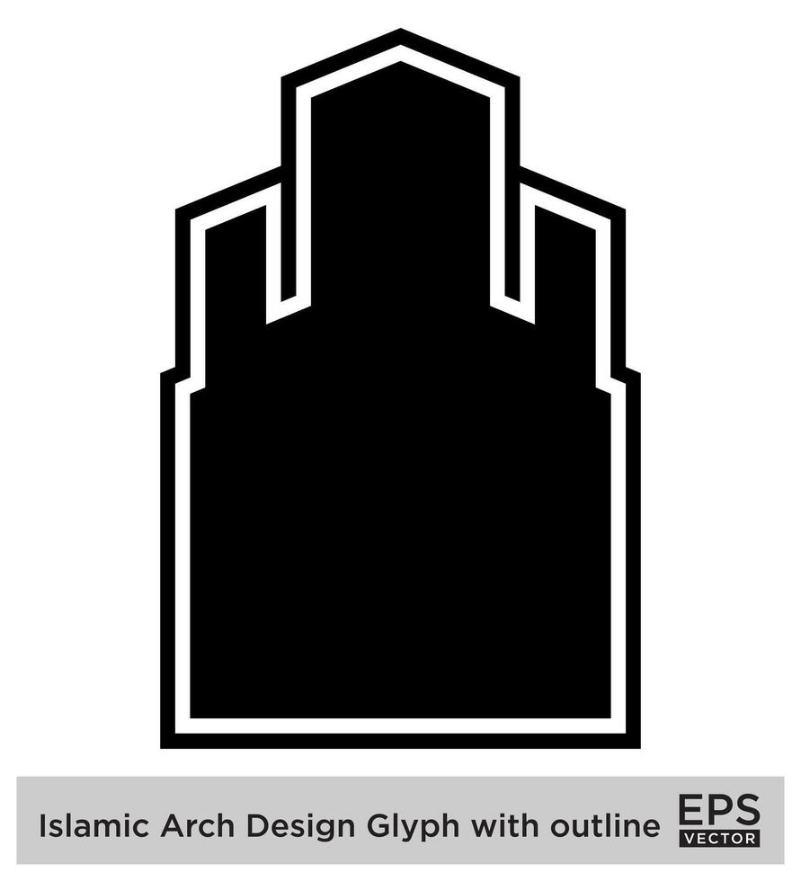 Islamitisch boog ontwerp glyph met schets zwart gevulde silhouetten ontwerp pictogram symbool zichtbaar illustratie vector