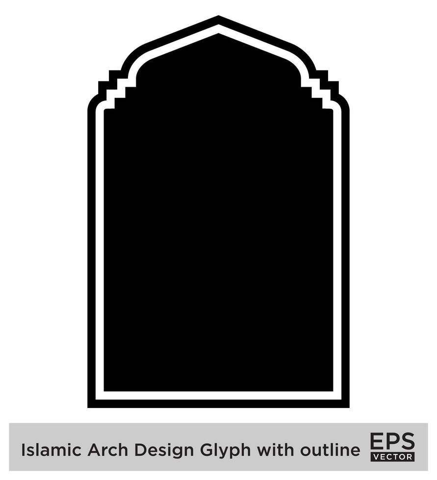 Islamitisch boog ontwerp glyph met schets zwart gevulde silhouetten ontwerp pictogram symbool zichtbaar illustratie vector