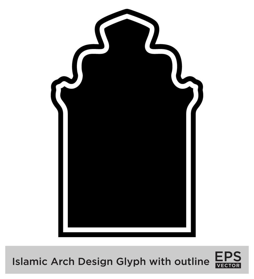 Islamitisch boog ontwerp glyph met schets zwart gevulde silhouetten ontwerp pictogram symbool zichtbaar illustratie vector