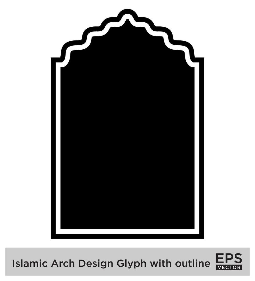 Islamitisch boog ontwerp glyph met schets zwart gevulde silhouetten ontwerp pictogram symbool zichtbaar illustratie vector