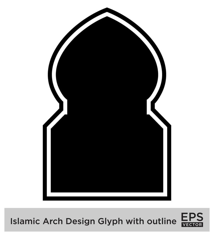 Islamitisch boog ontwerp glyph met schets zwart gevulde silhouetten ontwerp pictogram symbool zichtbaar illustratie vector