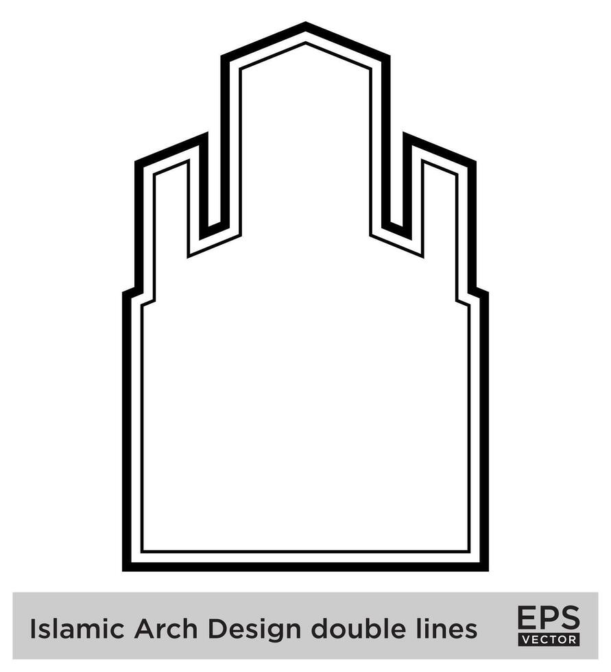 Islamitisch boog ontwerp dubbele lijnen schets lineair zwart beroerte silhouetten ontwerp pictogram symbool zichtbaar illustratie vector