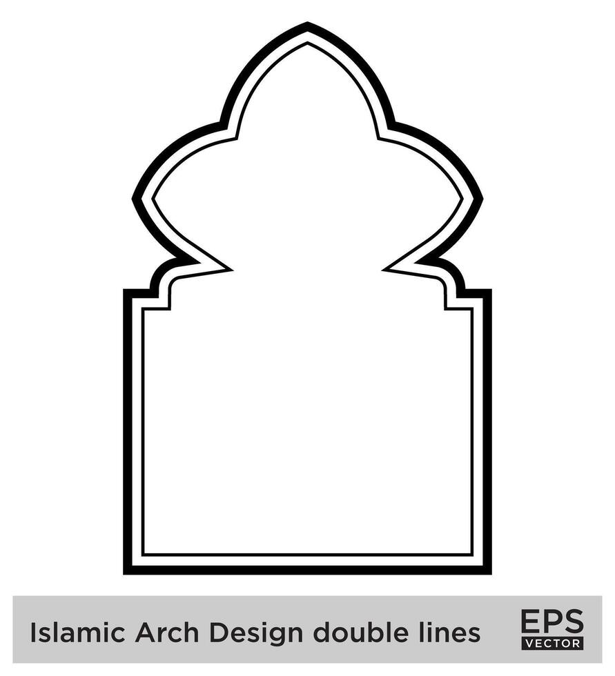 Islamitisch boog ontwerp dubbele lijnen schets lineair zwart beroerte silhouetten ontwerp pictogram symbool zichtbaar illustratie vector