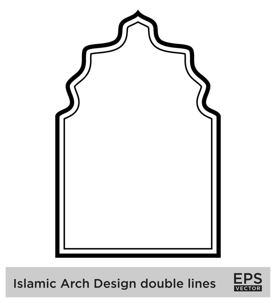 Islamitisch boog ontwerp dubbele lijnen schets lineair zwart beroerte silhouetten ontwerp pictogram symbool zichtbaar illustratie vector