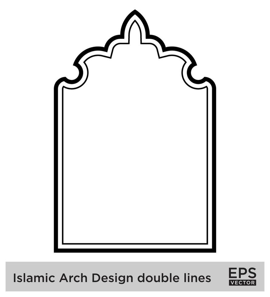 Islamitisch boog ontwerp dubbele lijnen schets lineair zwart beroerte silhouetten ontwerp pictogram symbool zichtbaar illustratie vector