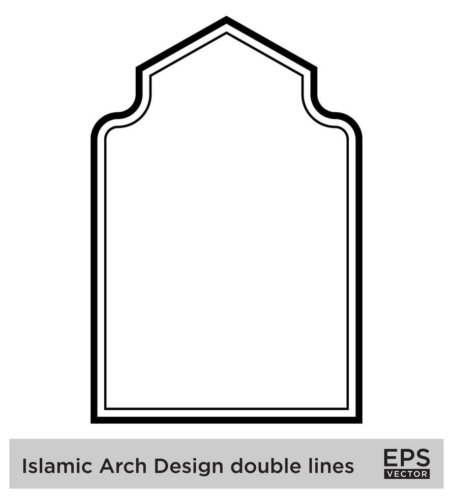 Islamitisch boog ontwerp dubbele lijnen schets lineair zwart beroerte silhouetten ontwerp pictogram symbool zichtbaar illustratie vector