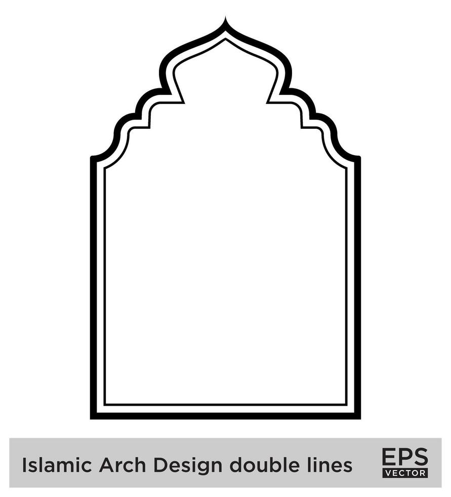 Islamitisch boog ontwerp dubbele lijnen schets lineair zwart beroerte silhouetten ontwerp pictogram symbool zichtbaar illustratie vector