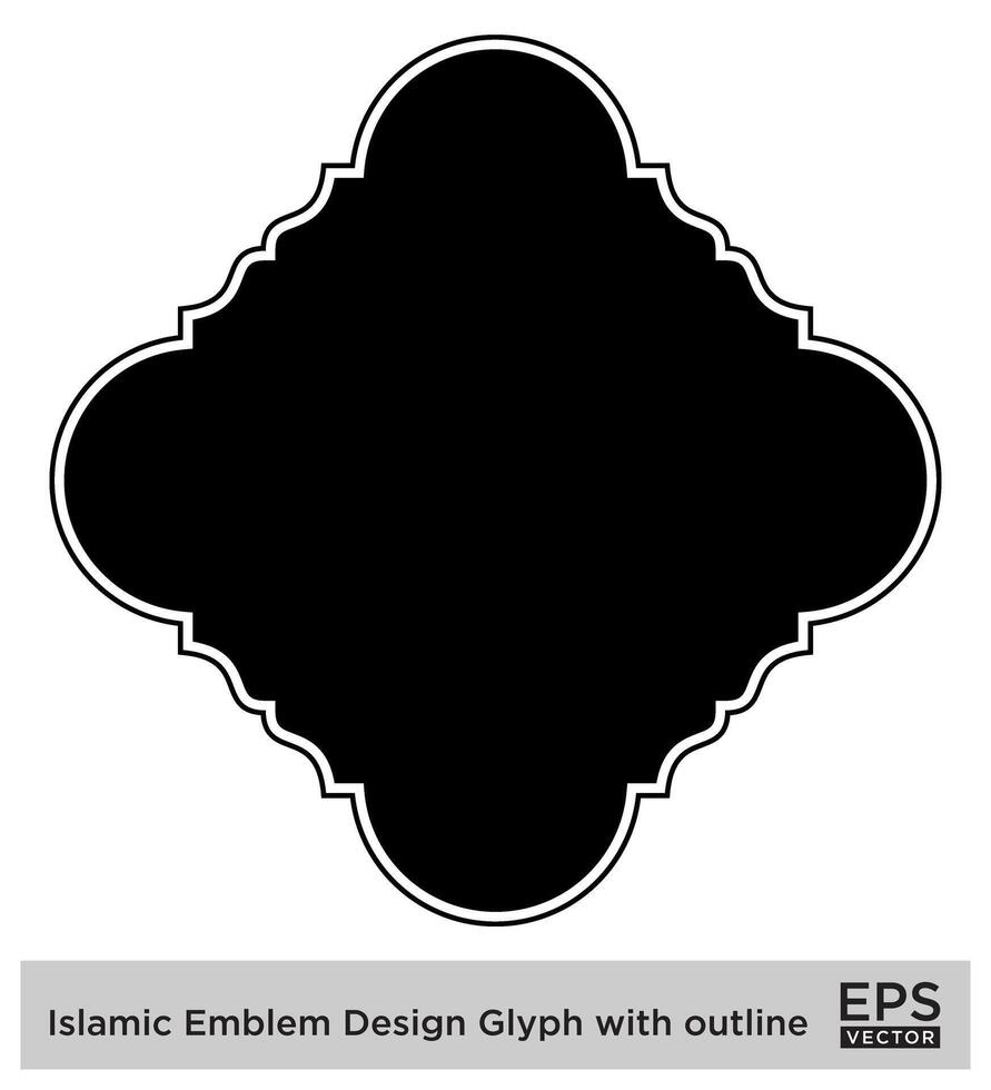 Islamitisch ambleem ontwerp glyph met schets zwart gevulde silhouetten ontwerp pictogram symbool zichtbaar illustratie vector