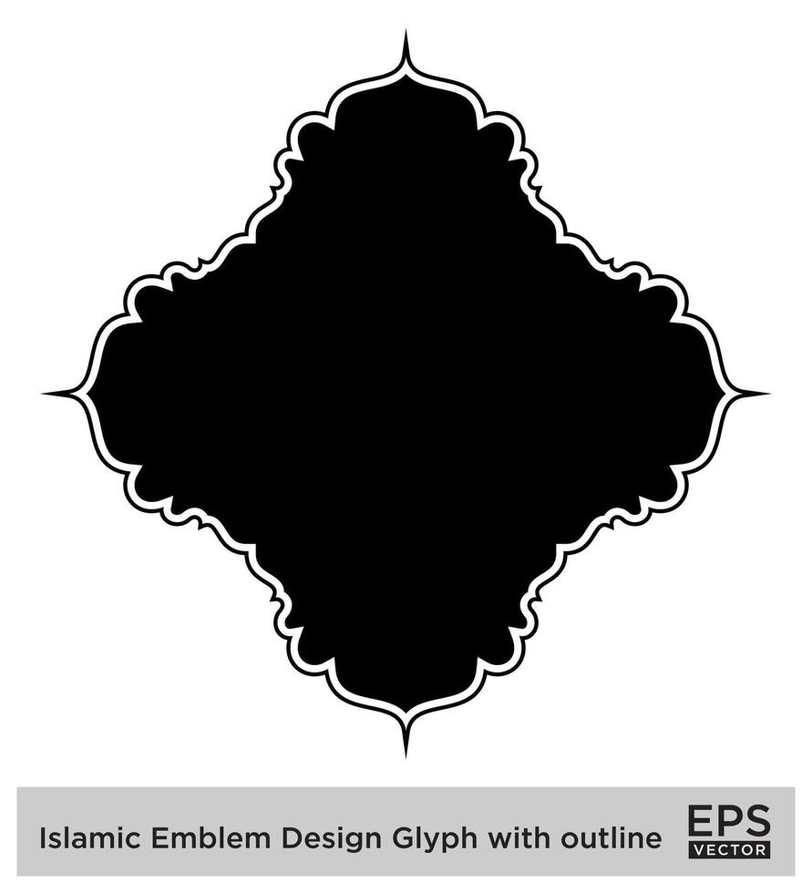 Islamitisch ambleem ontwerp glyph met schets zwart gevulde silhouetten ontwerp pictogram symbool zichtbaar illustratie vector