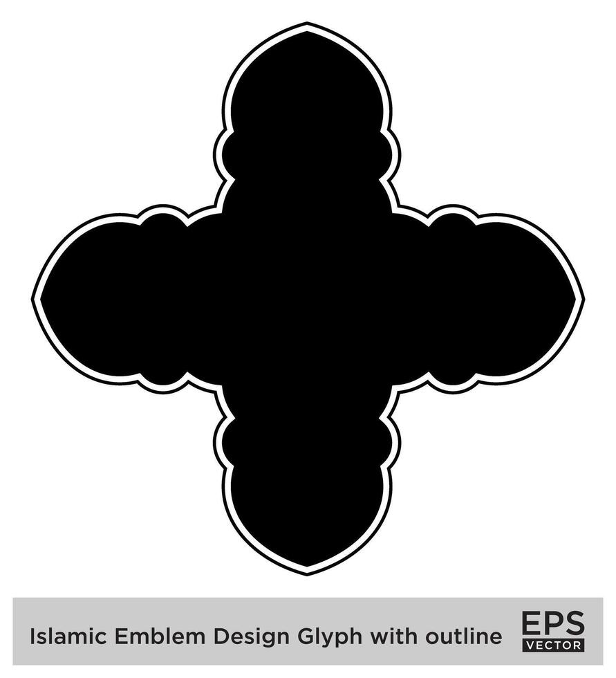 Islamitisch ambleem ontwerp glyph met schets zwart gevulde silhouetten ontwerp pictogram symbool zichtbaar illustratie vector