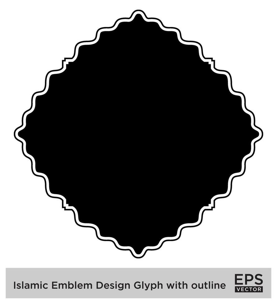 Islamitisch ambleem ontwerp glyph met schets zwart gevulde silhouetten ontwerp pictogram symbool zichtbaar illustratie vector