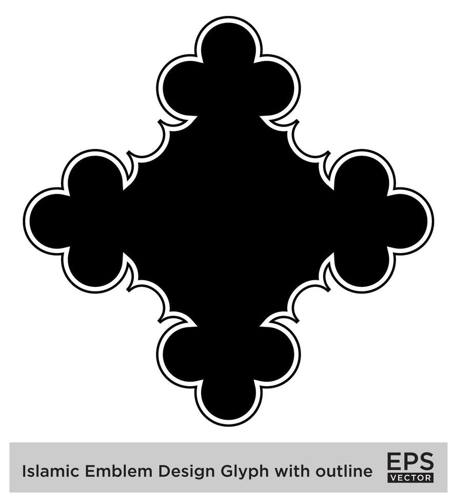 Islamitisch ambleem ontwerp glyph met schets zwart gevulde silhouetten ontwerp pictogram symbool zichtbaar illustratie vector