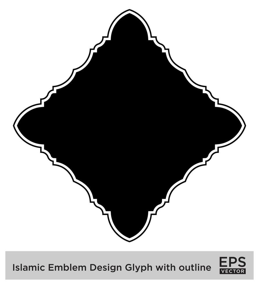 Islamitisch ambleem ontwerp glyph met schets zwart gevulde silhouetten ontwerp pictogram symbool zichtbaar illustratie vector