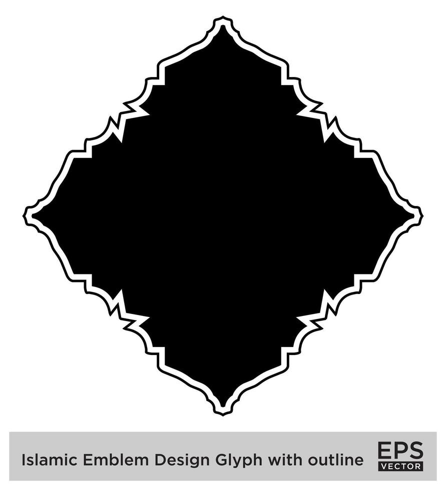 Islamitisch ambleem ontwerp glyph met schets zwart gevulde silhouetten ontwerp pictogram symbool zichtbaar illustratie vector