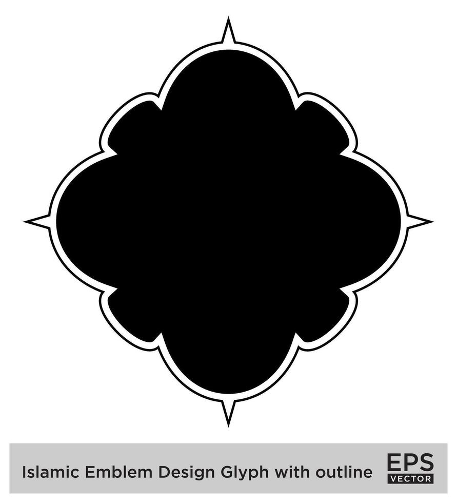 Islamitisch ambleem ontwerp glyph met schets zwart gevulde silhouetten ontwerp pictogram symbool zichtbaar illustratie vector